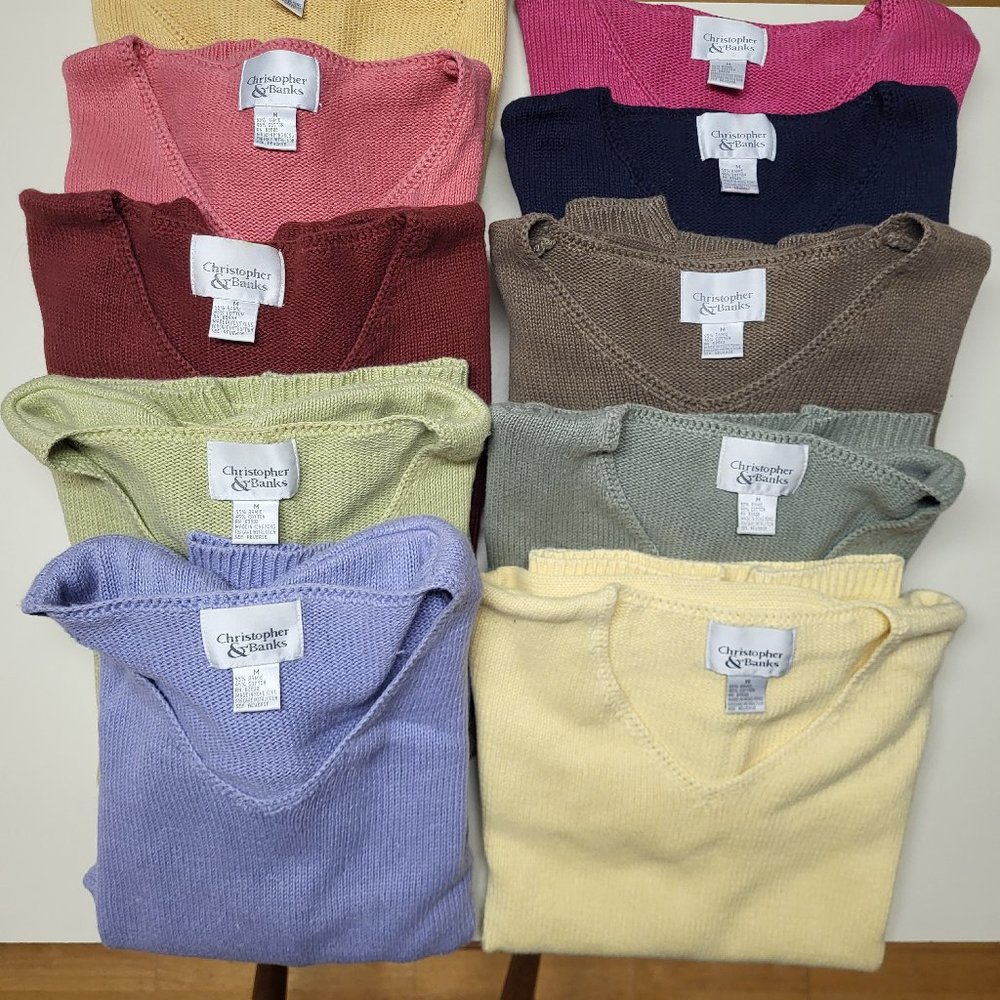Christopher & Banks Lot (10) Vintage Basic Sweaters Medium